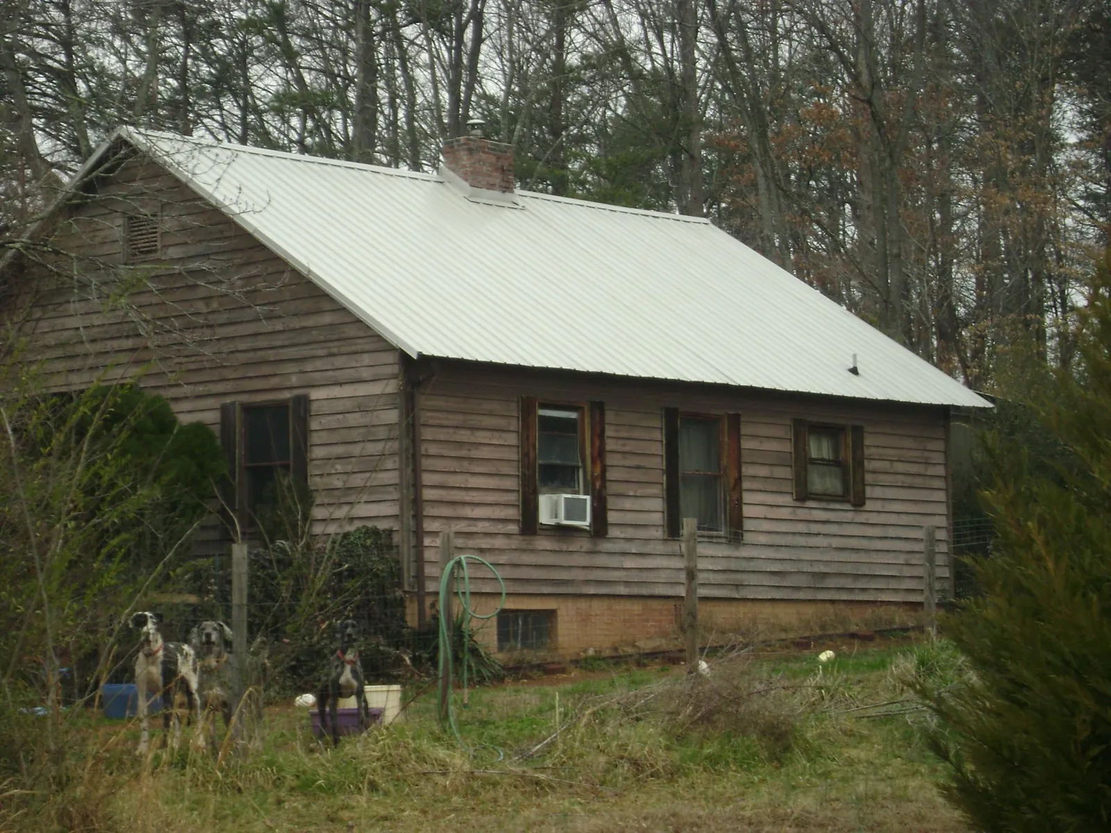 White metal roof on an old wood sided farmhouse, from a Asphalt Shingle Roof Repair job in Carson